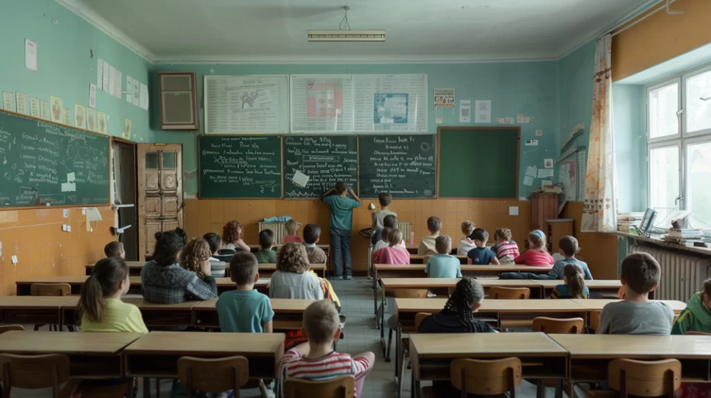 A Hungarian classroom with students